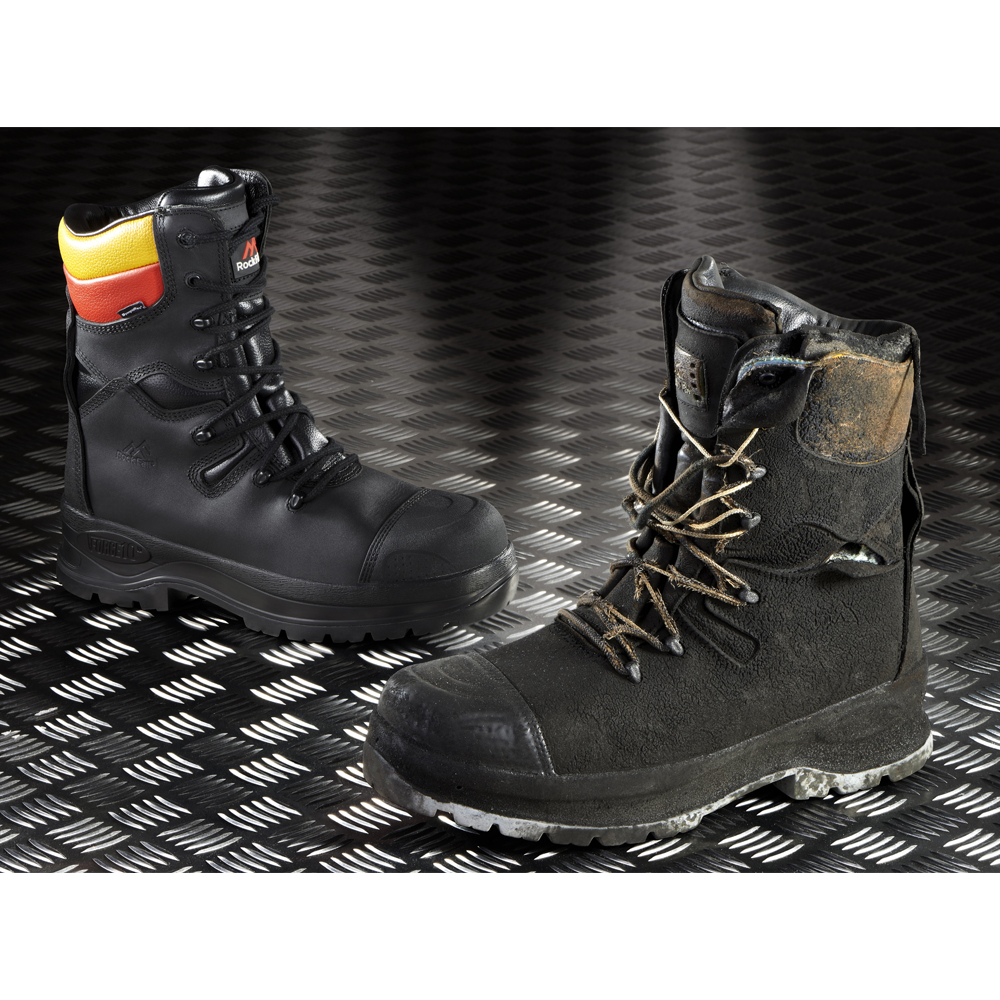 Arc flash boots before and after