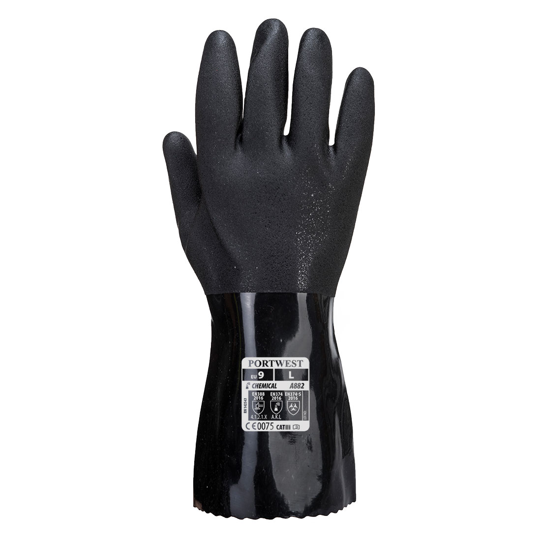 Portwest A882 ESD PVC Chemical Gauntlet Black