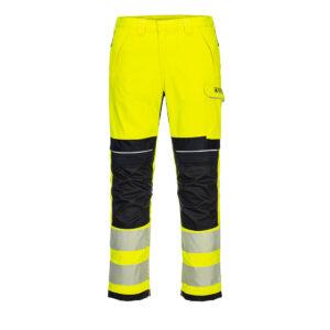 Portwest FR406 PW3 FR Hi Vis Work Trousers Front Yellow and Black