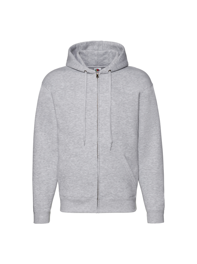 Fruit and Loom Full Zip Hoodie Grey Front