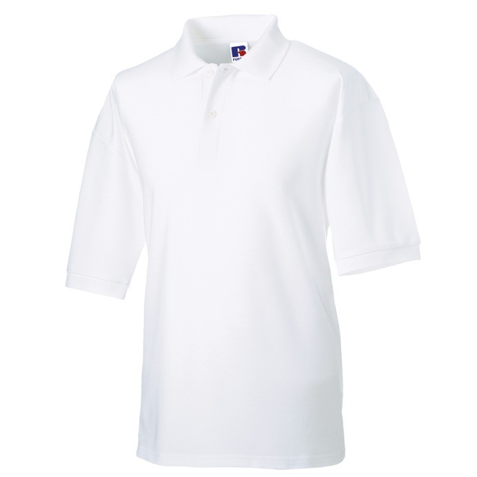 J539M Russell Mens Classic Polycotton Polo White Front