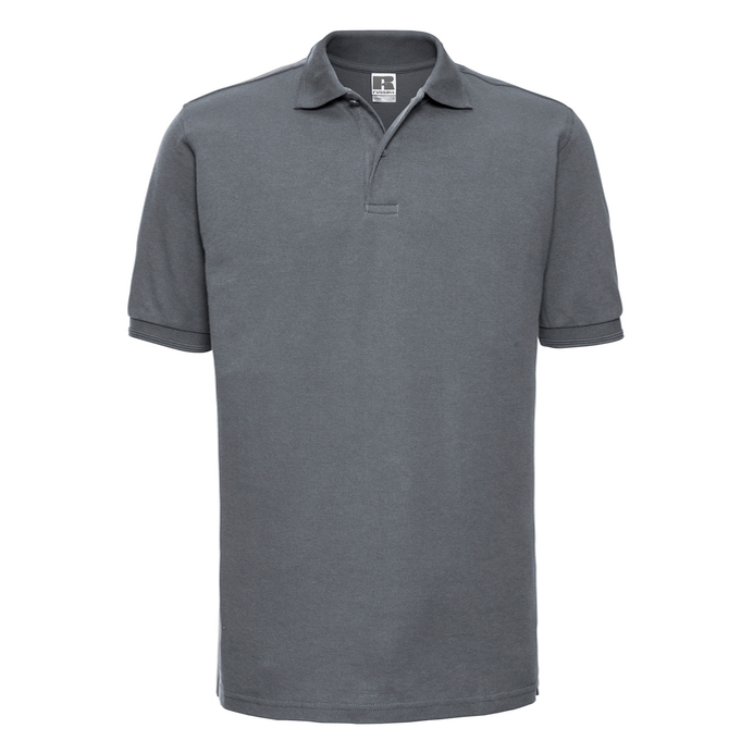 J599M Russell Hardwearing Polycotton Polo Grey Front