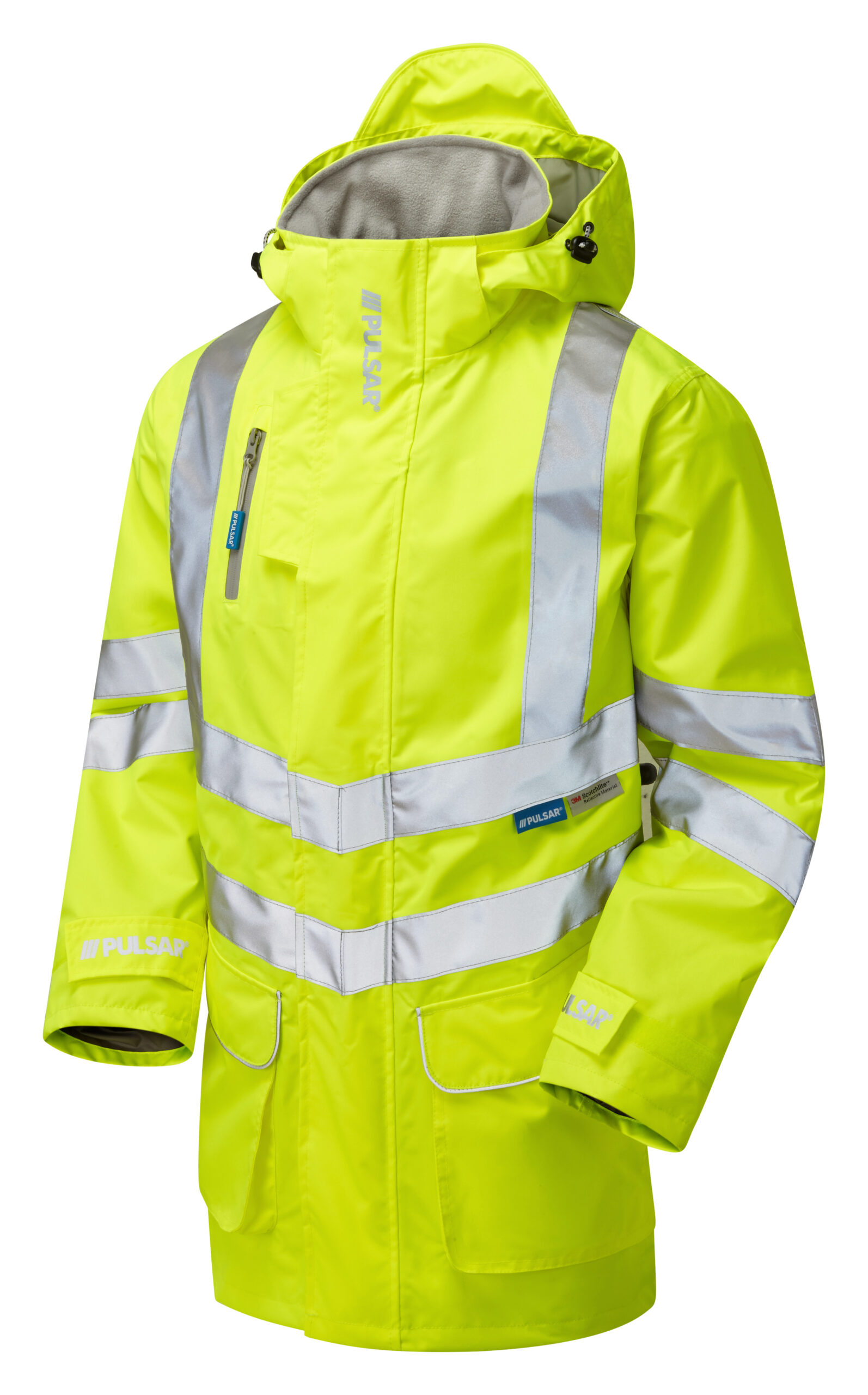 Pulsar P421 Hi Vis Yellow Padded Storm Coat - Front