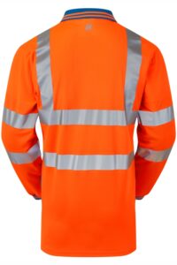PULSAR PR470 PROTECT HV Orange Cut Resistant Sleeve Polo Shirt Rear