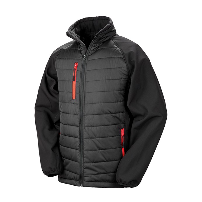 R237X Result Compass Padded Softshell Jacket - Black and Red - Front