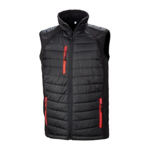 R238X Result Compass Padded Softshell Gilet - Black and Red - Front