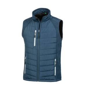 R238X Result Compass Padded Softshell Gilet - Navy and White - Front