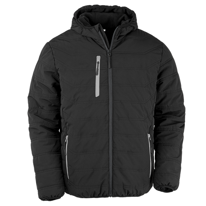 R240X Result Genuine Recycled Black Compass Padded Winter Jacket - Black and Grey - Front