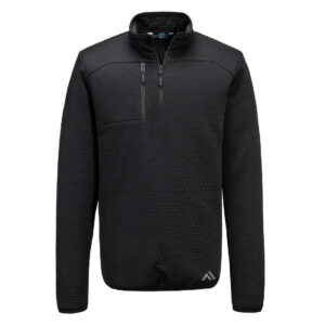 Portwest KX376 KX3 Textured 1/4 Zip Sweatshirt - Black - Front